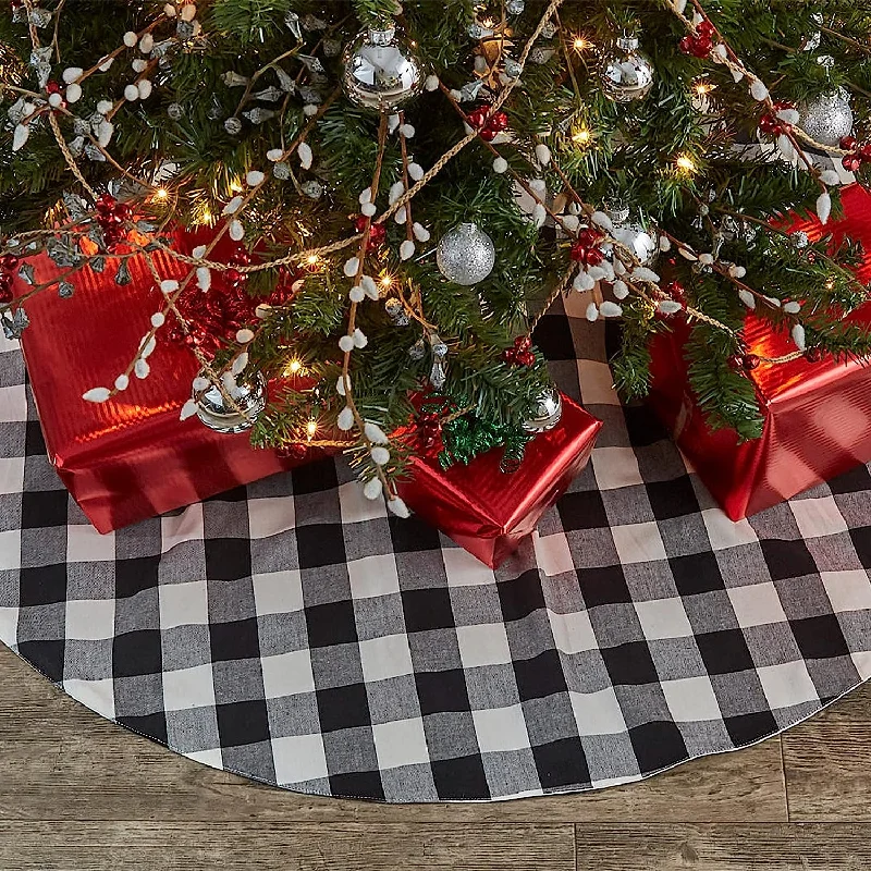 Wicklow Check Tree Skirt 52' - Black & Cream Park Designs