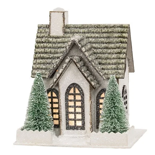 Winter Sparkle Forest LED Cottage w Trees