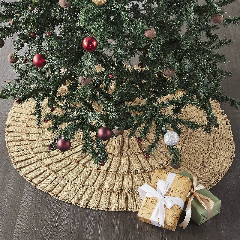 Yuletide Burlap Tan Ruffled Tree Skirt 36