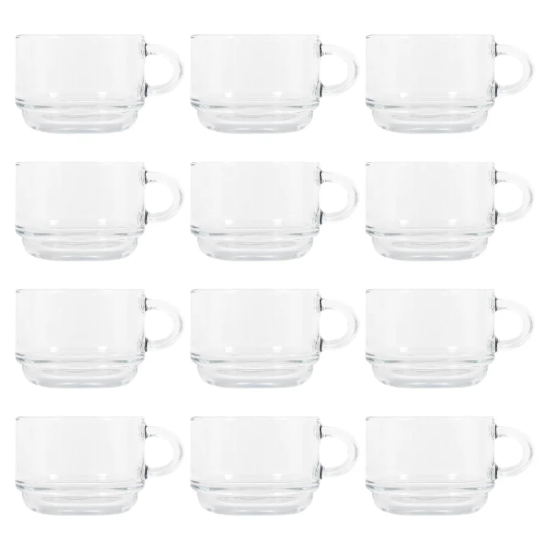 270ml Cozy Stacking Glass Coffee Cups - Pack of 12 - By LAV