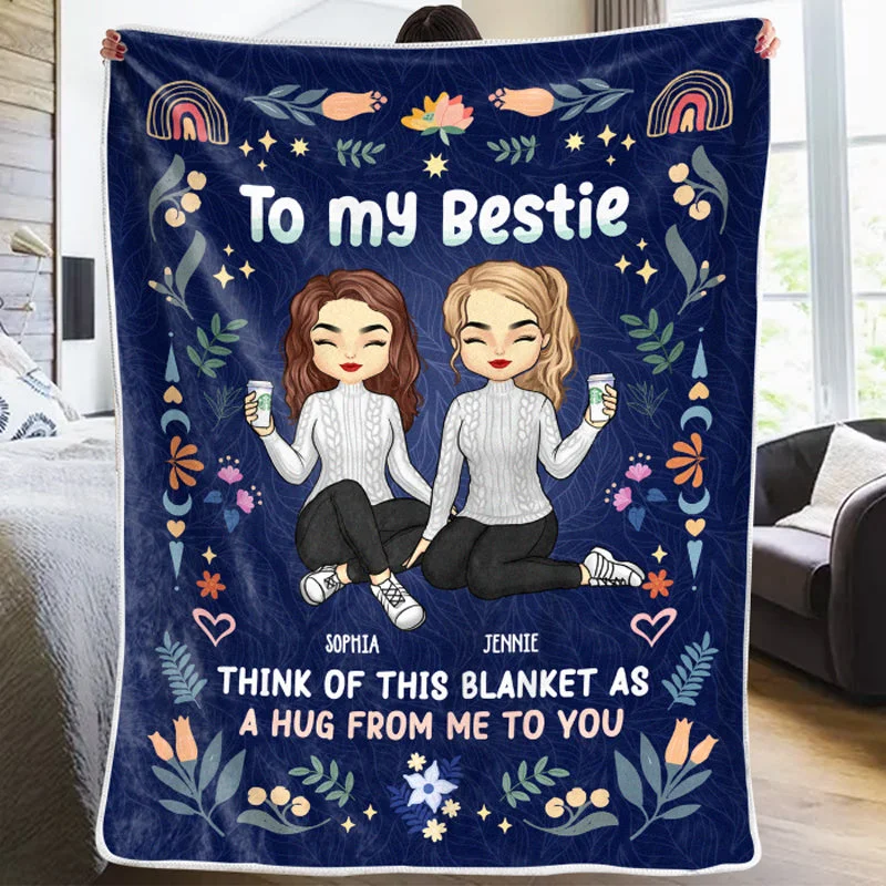 A Friend Is One Soul Abiding In Two Bodies - Bestie Personalized Custom Blanket - Christmas Gift For Best Friends, BFF, Sisters