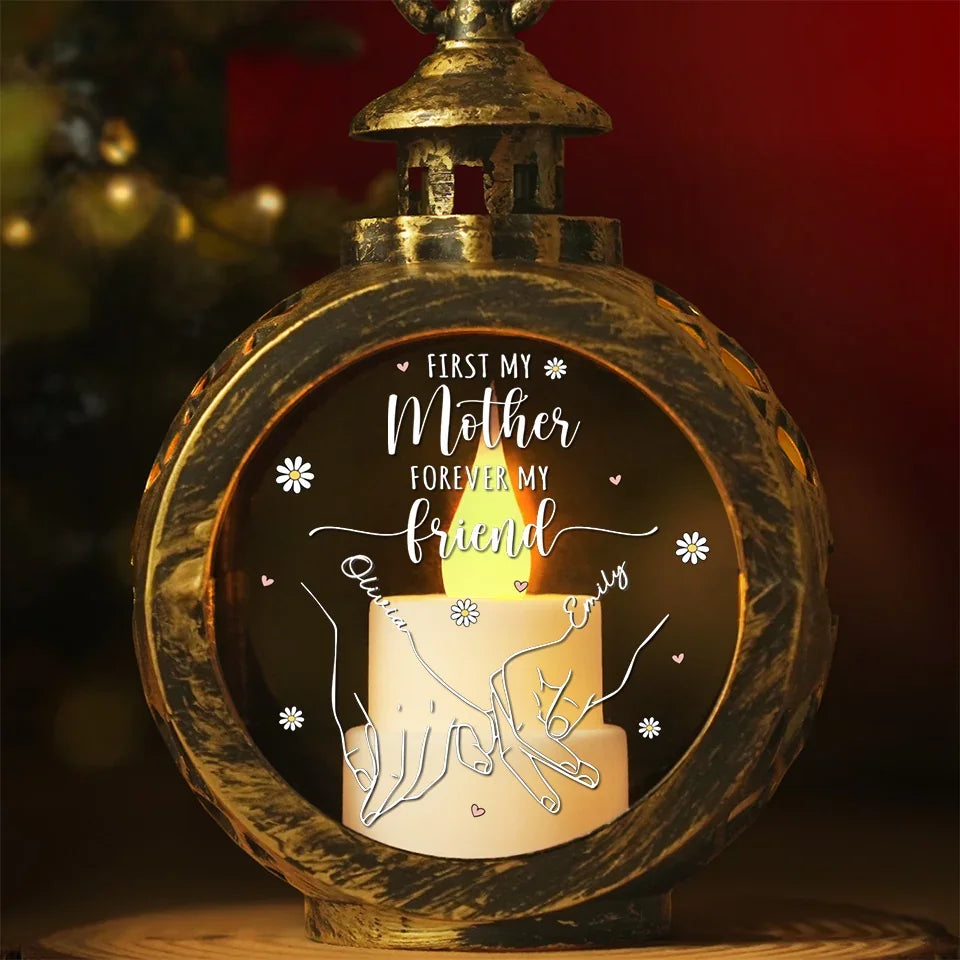 A Mother Is Your Forever Friend - Family Personalized Custom Candlelight Lantern Ornament - Christmas Gift For Mom, Grandma