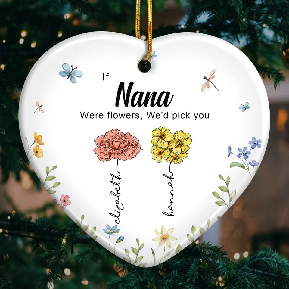 A Mother's Heart Is A Garden Of Endless Love - Family Personalized Custom Ornament - Ceramic Heart Shaped - Christmas Gift For Mom, Grandma