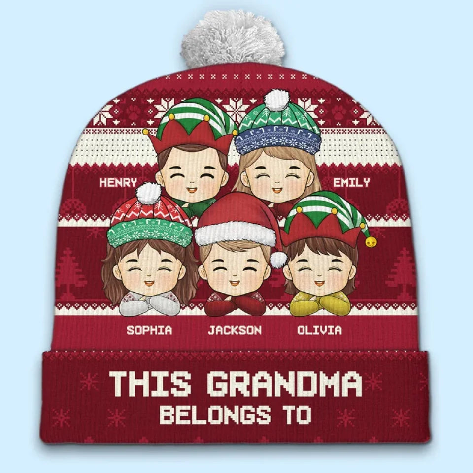 All I Want For Christmas Is Grandma - Family Personalized Custom Christmas Beanie Hat - Christmas Gift For Mom, Grandma