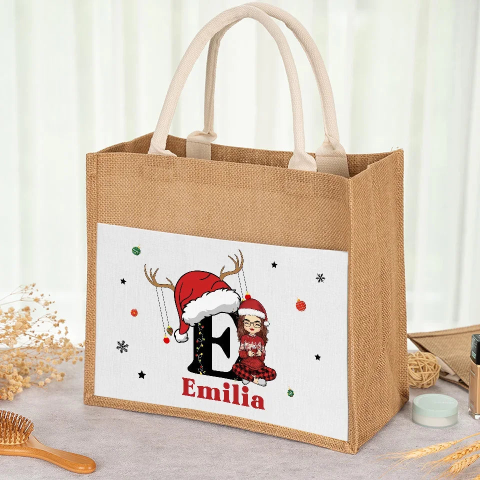 All I Want For Christmas Is To Be With My Family - Family Personalized Custom Tote Gift Bags, Jute Tote Bags, Beach Bags - Christmas Gift For Family Members