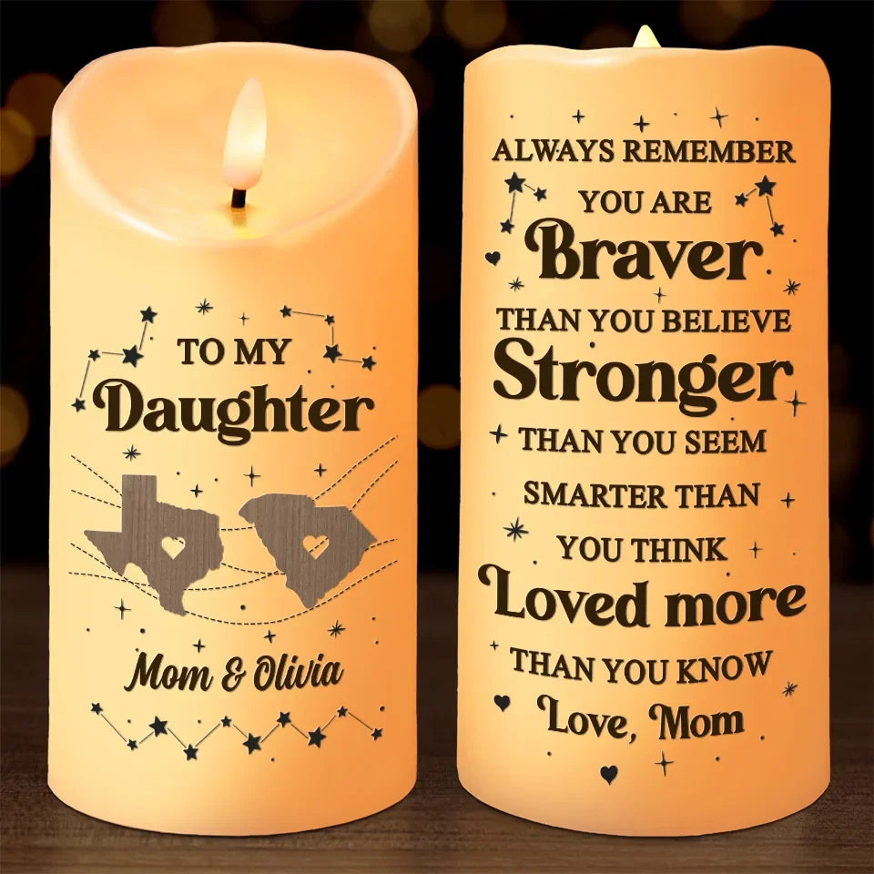 Always Remember You Are Stronger Than You Seem - Family Personalized Custom LED Candle - Christmas Gift For Mom, Daughter