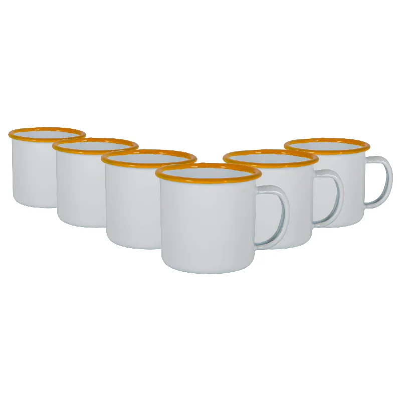 130ml White Enamel Espresso Cups - Pack of Six - By Argon Tableware