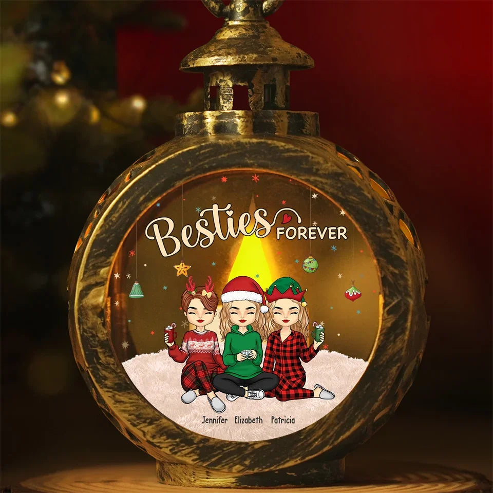 Besties Forever - Bestie Personalized Custom Candlelight Lantern Ornament - Christmas Gift For Best Friends, BFF, Sisters