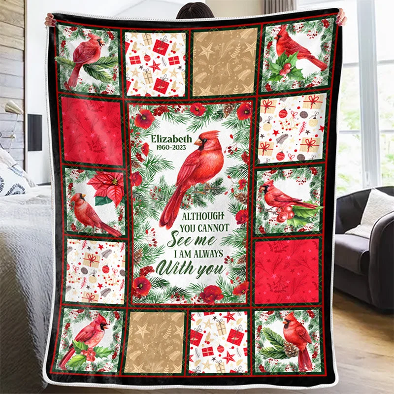 Cardinals Appear When Angels Are Near - Memorial Personalized Custom Blanket - Christmas Gift, Sympathy Gift For Family Members