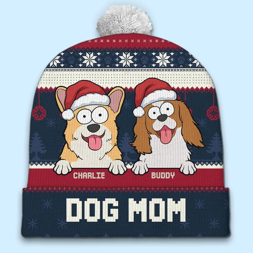 Celebrating Christmas With Our Furry Family Members - Dog & Cat Personalized Custom Christmas Beanie Hat - Christmas Gift For Pet Owners, Pet Lovers