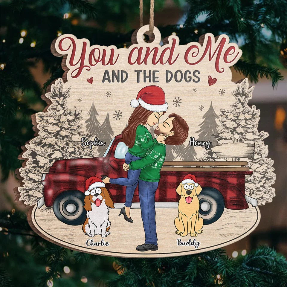 Cherishing Each Other During The Holidays Matters Most - Couple Personalized Custom Ornament - Wood Custom Shaped - Christmas Gift For Husband Wife, Pet Owners, Pet Lovers