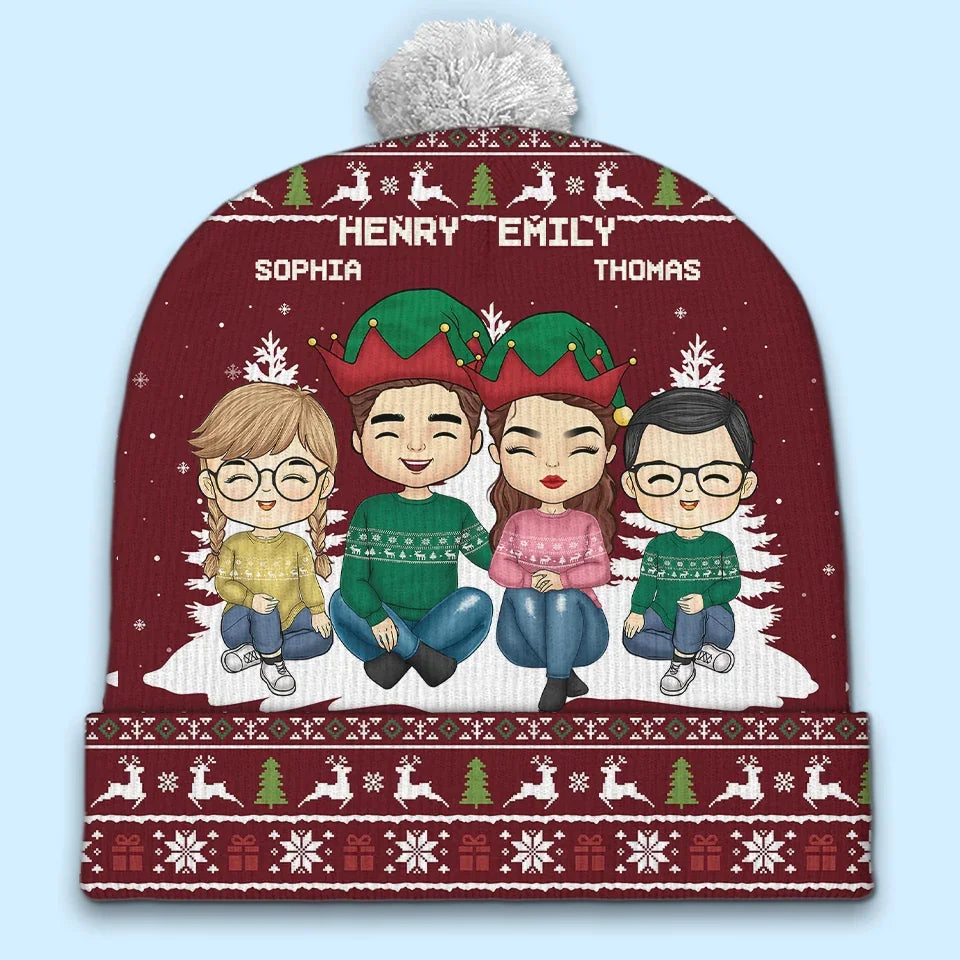 Christmas Is A Time To Embrace Family Connections - Family Personalized Custom Christmas Beanie Hat - Christmas Gift For Family Members