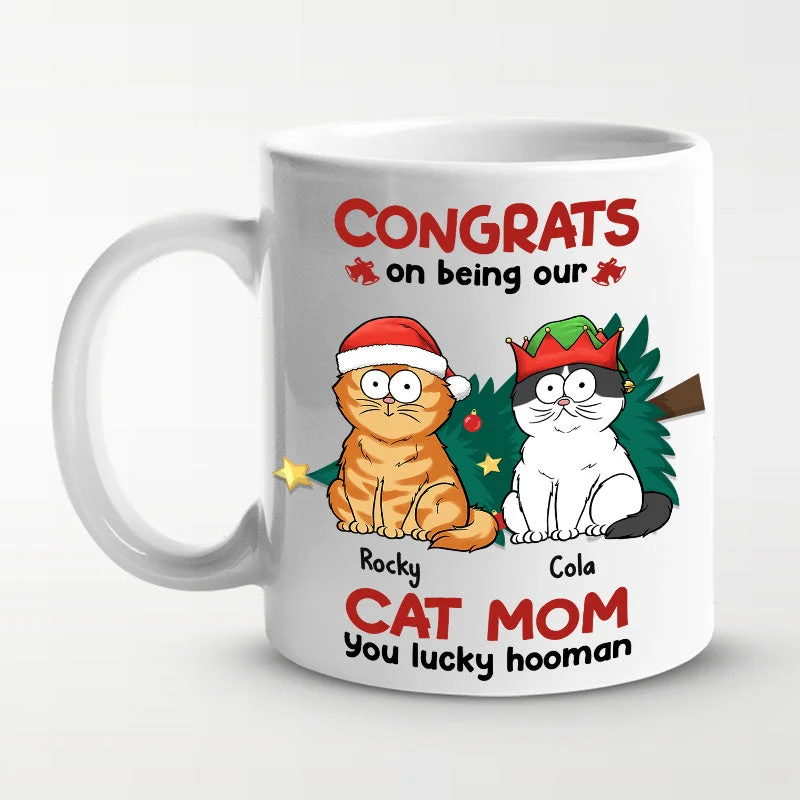 Congrats On Being My Parents - Cat Personalized Custom Mug - Christmas Gift For Pet Owners, Pet Lovers