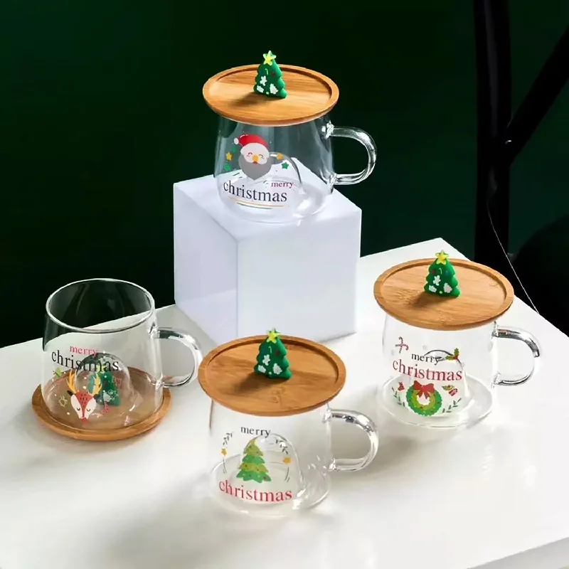 Christmas Glass Mug With Xmas Tree Lid