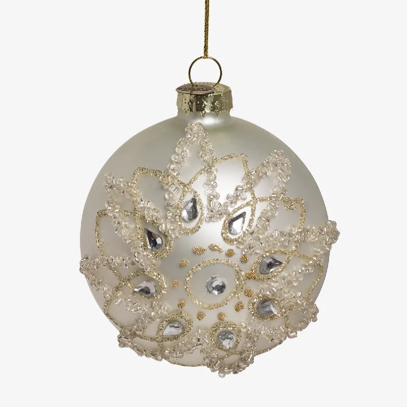 Crystal Details Glass Bauble Sets White