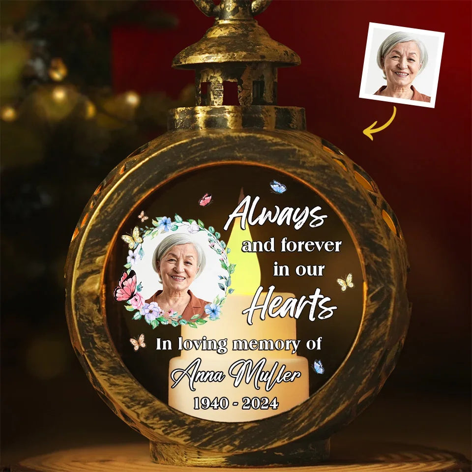 Custom Photo A Silent Thought, A Quiet Prayer - Memorial Personalized Custom Candlelight Lantern Ornament - Sympathy Gift, Christmas Gift For Family Members