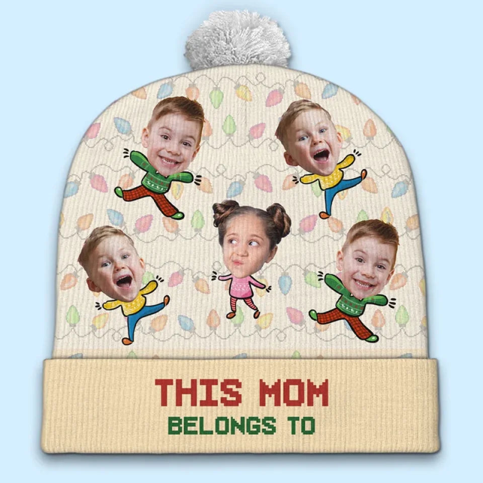 Custom Photo All Hearts Come Home For Christmas - Family Personalized Custom Christmas Beanie Hat - Christmas Gift For Family Members