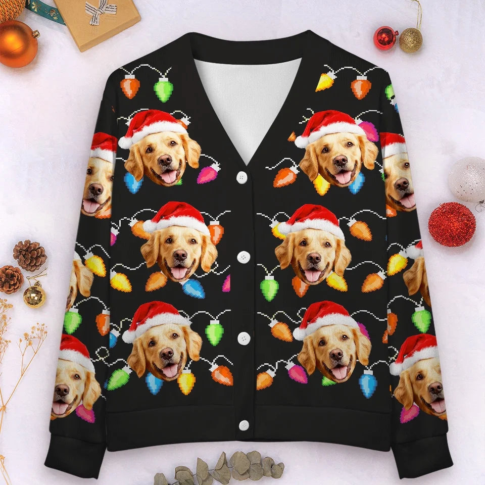 Custom Photo All Is Calm, All Is Pawsome - Dog & Cat Personalized Custom Ugly Christmas Cardigan - Christmas Gift For Pet Owners, Pet Lovers