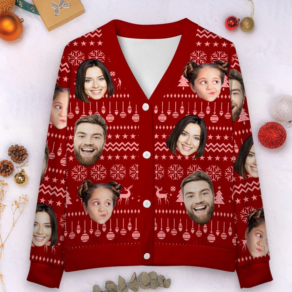 Custom Photo Christmas Is A Reminder Of The Joy That Family Brings - Family Personalized Custom Ugly Christmas Cardigan - Christmas Gift For Family Members