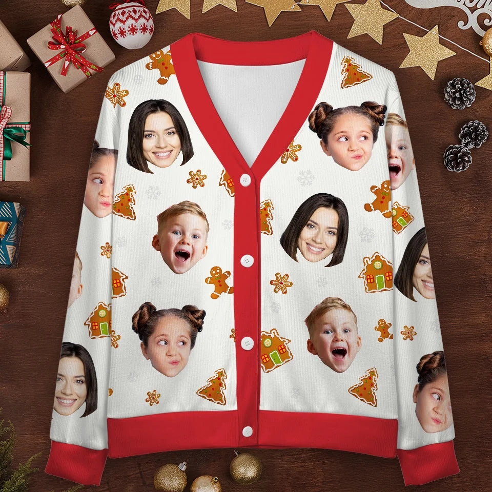 Custom Photo Christmas Is A Time For Families - Family Personalized Custom Ugly Christmas Cardigan - Christmas Gift For Family Members