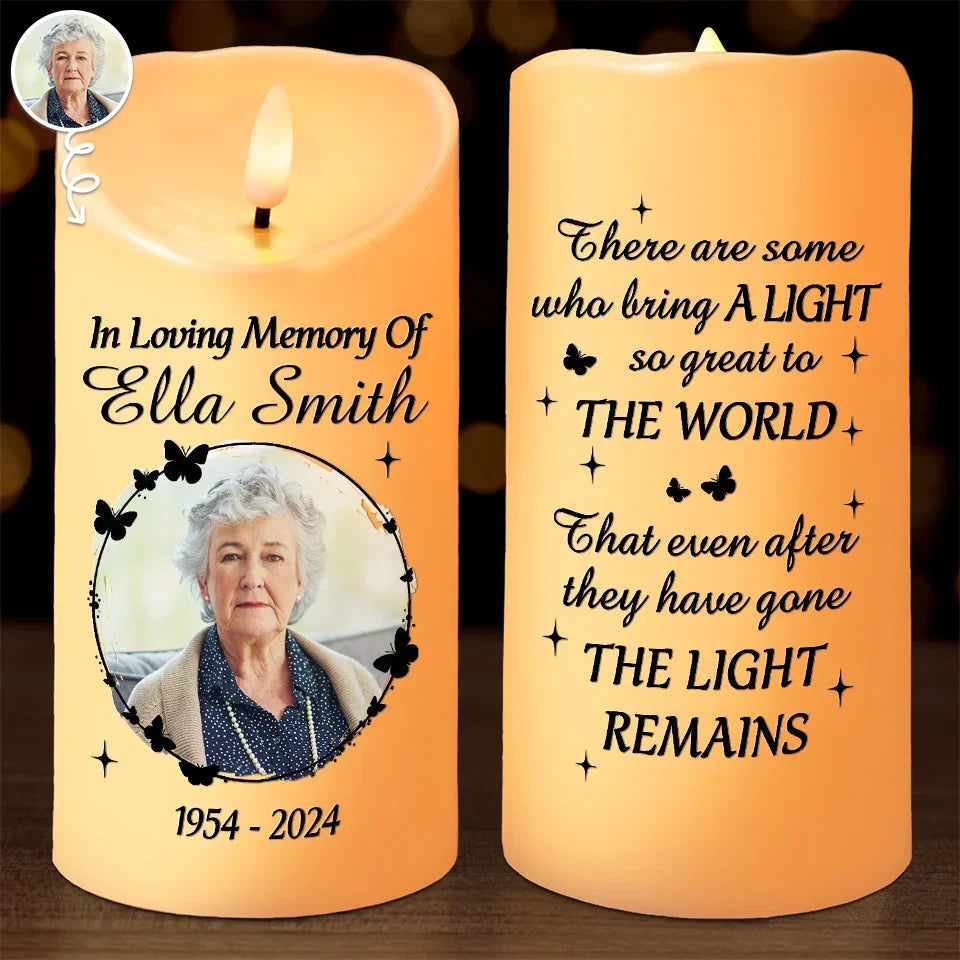 Custom Photo Each Memory Is A Glimpse Of Joy We Shared - Memorial Personalized Custom LED Candle - Sympathy Gift, Christmas Gift For Family Members