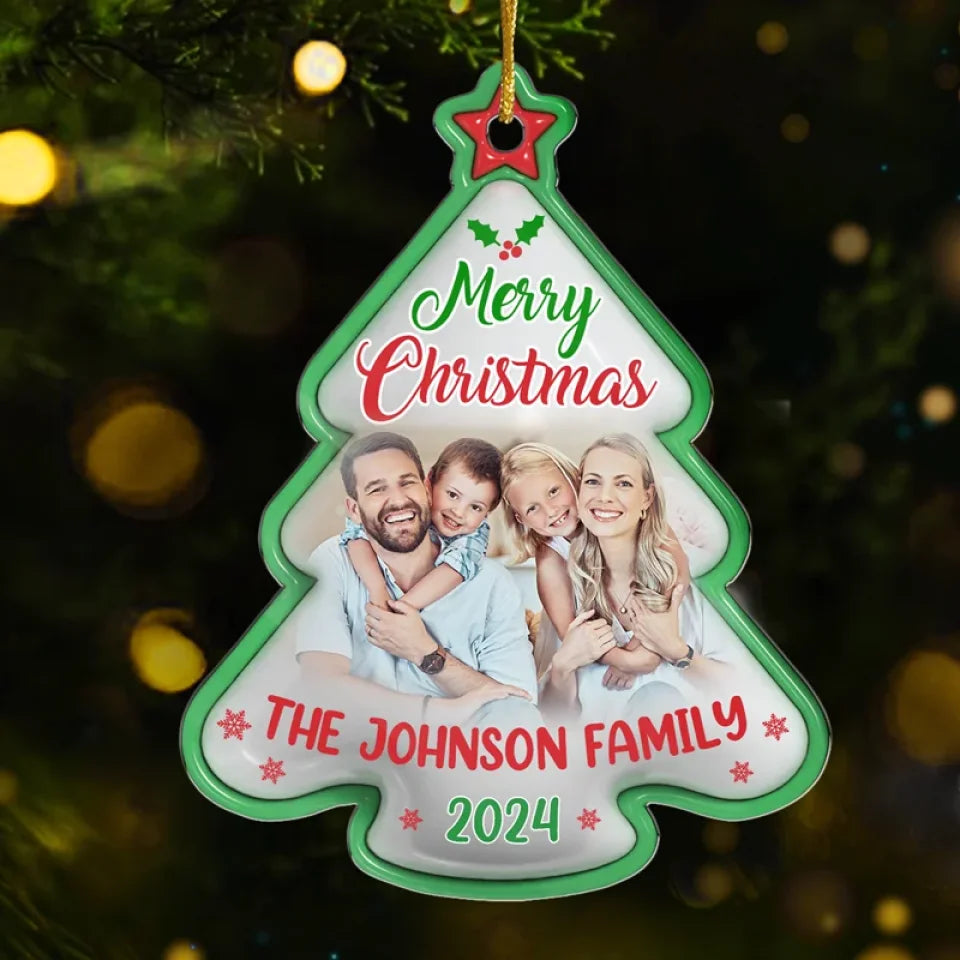 Custom Photo Family Is Where Life Begins - Family Personalized Custom 3D Inflated Effect Printed Ornament - Acrylic Custom Shaped - Christmas Gift For Family Members