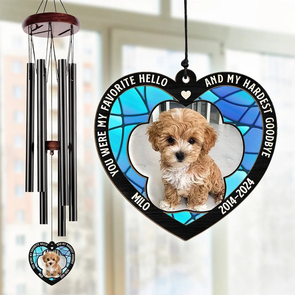 Custom Photo Forever In Our Hearts - Memorial Personalized Custom Wind Chime Suncatcher - Sympathy Gift, Christmas Gift For Pet Owners, Pet Lovers