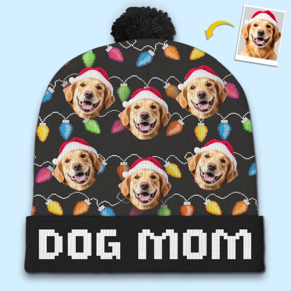 Custom Photo Happy Pawlidays - Dog & Cat Personalized Custom Christmas Beanie Hat - Christmas Gift For Pet Owners, Pet Lovers