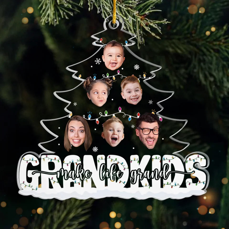 Custom Photo Here’s Wishing You The Charms Of Christmas All Year Long - Family Personalized Custom Ornament - Acrylic Custom Shaped - Christmas Gift For Grandma, Grandpa, Grandkids