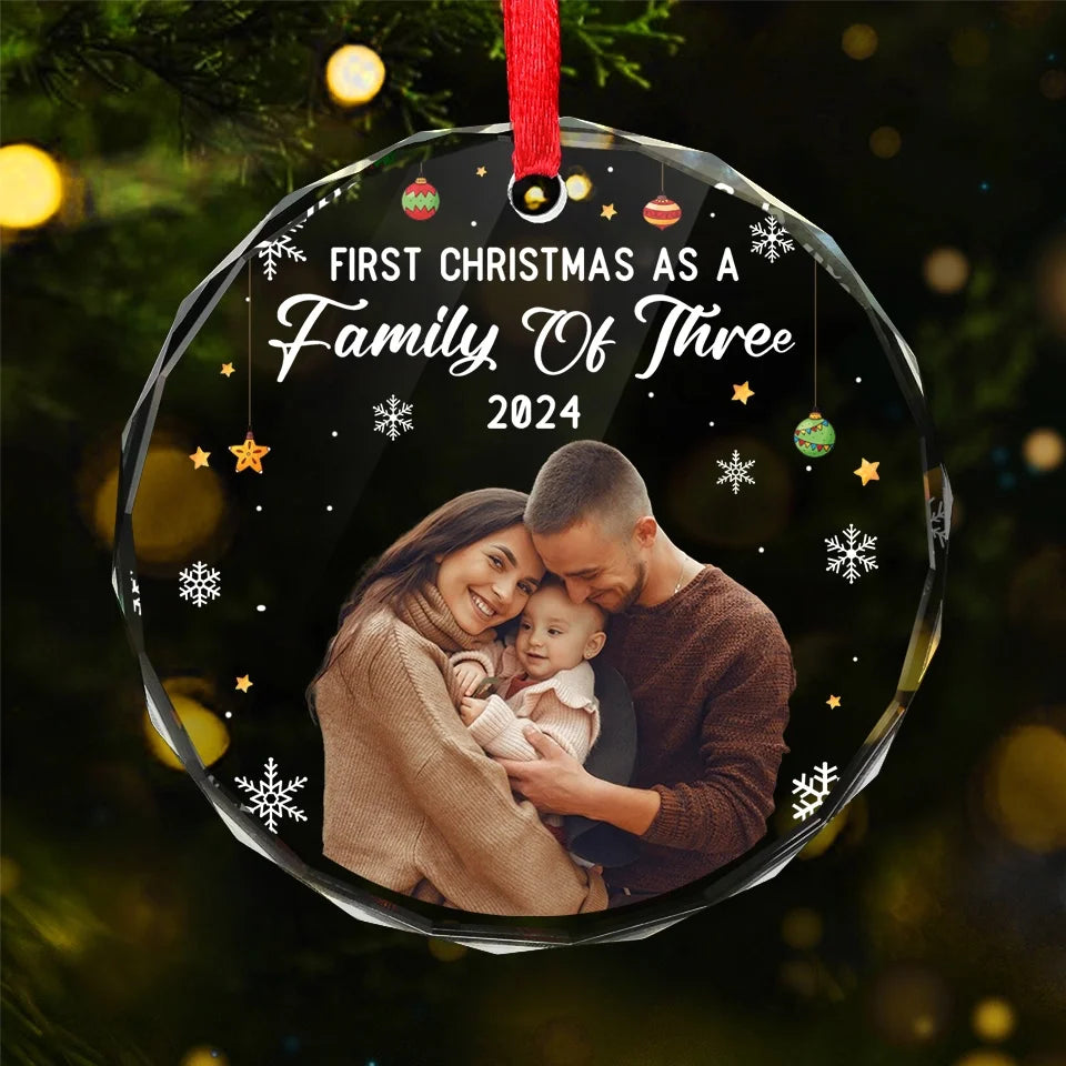 Custom Photo Home Is Filled With Love And Family Memories - Family Personalized Custom Circle Glass Ornament - Christmas Gift For Family Members