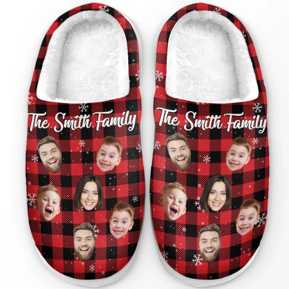 Custom Photo Make Family Time Extra Special With Warm Fluffy Footwear - Family Personalized Custom Fluffy Slippers - Christmas Gift For Family Members