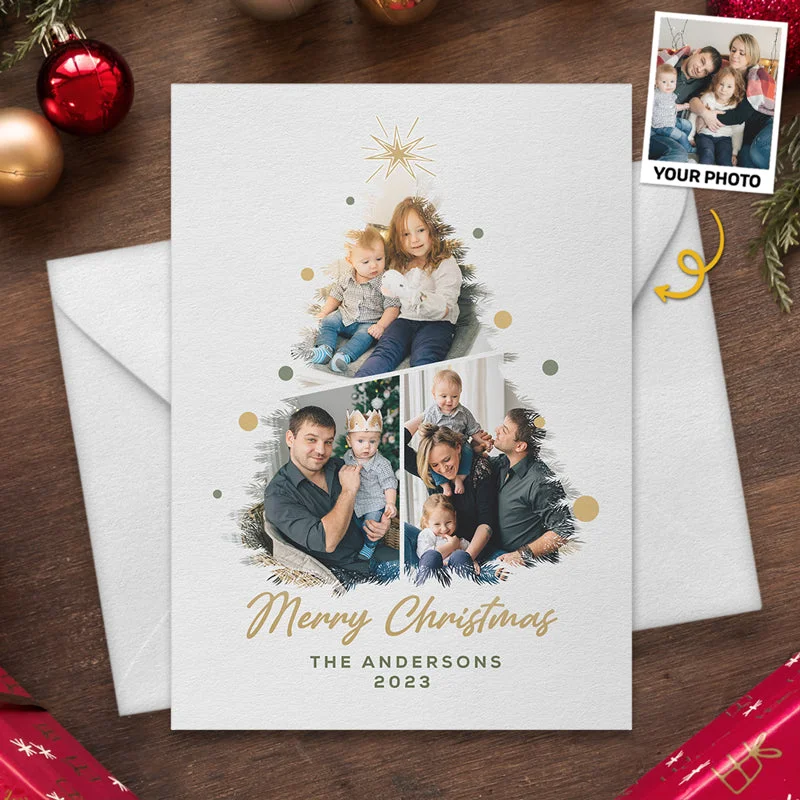 Custom Photo Spread The Christmas Love And Cheer - Family Personalized Custom Holiday Postcards, Greeting Cards - Christmas Gift For Family Members