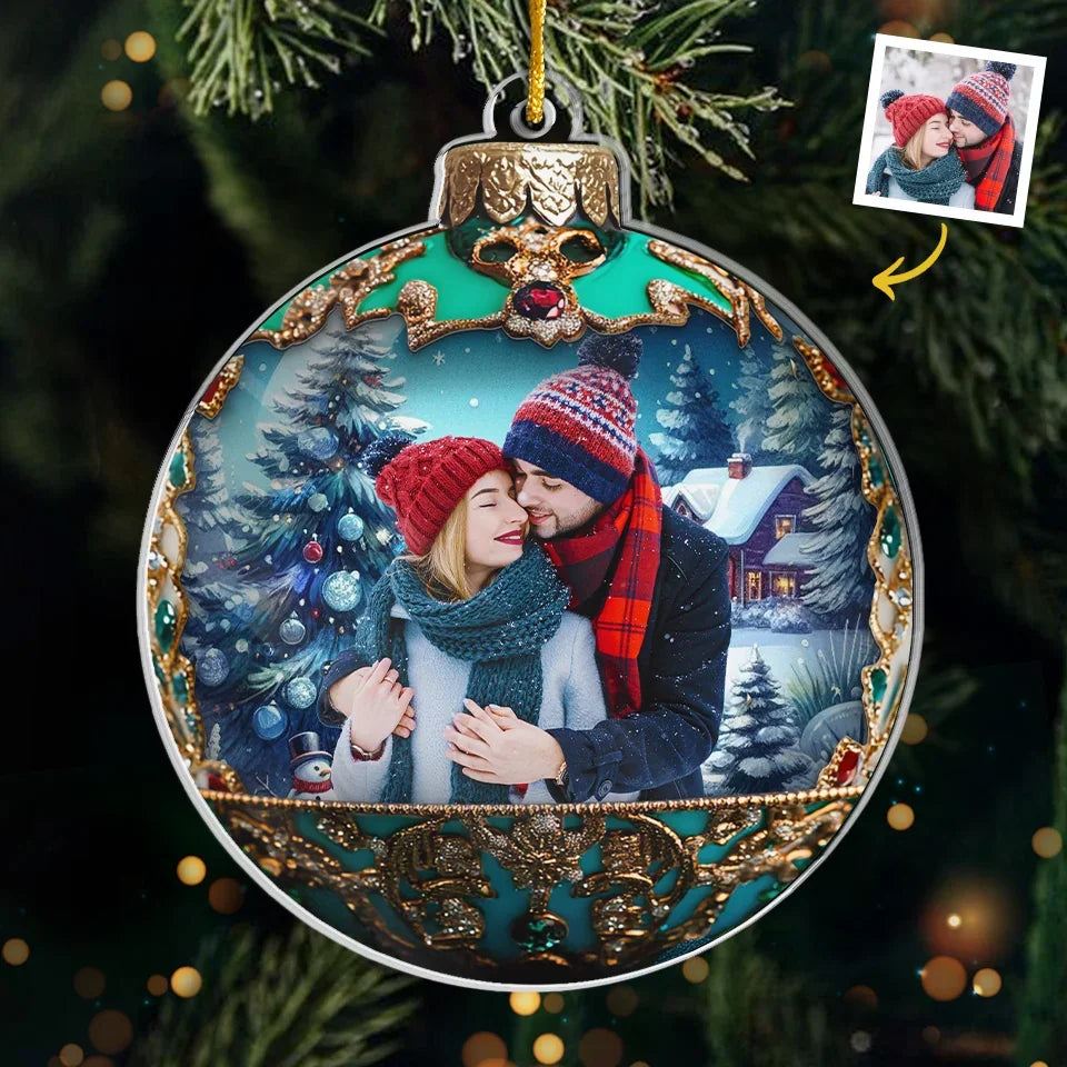 Custom Photo The Love We Share Is The Best Present Of All - Couple Personalized Custom Ornament - Acrylic Custom Shaped - Christmas Gift For Husband Wife, Anniversary