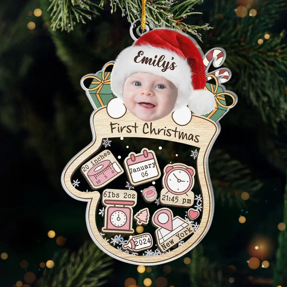 Custom Photo Wrapped In Holiday Cuteness - Family Personalized Custom Ornament - Acrylic Custom Shaped - Christmas Gift For Baby Kids, Newborn Baby, First Christmas