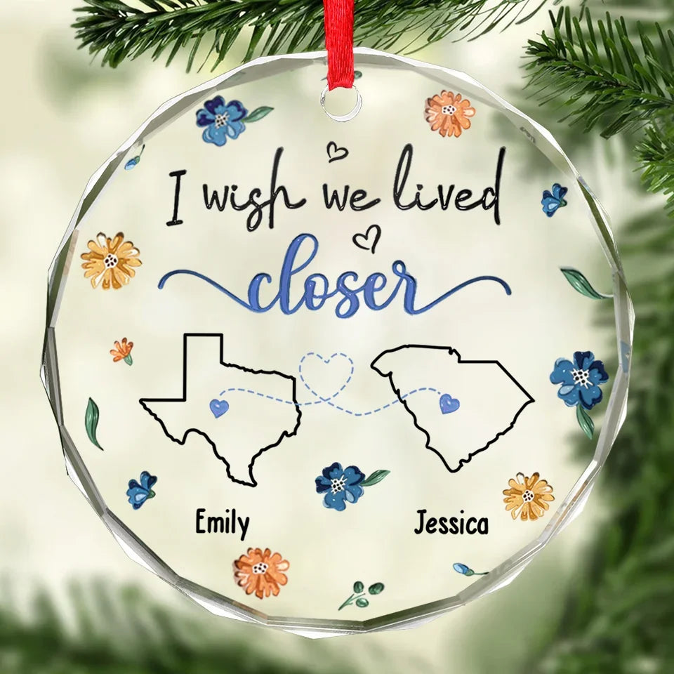 Distance Is Not A Problem To Us - Bestie Personalized Custom Circle Glass Ornament - Christmas Gift For Best Friends, BFF, Sisters