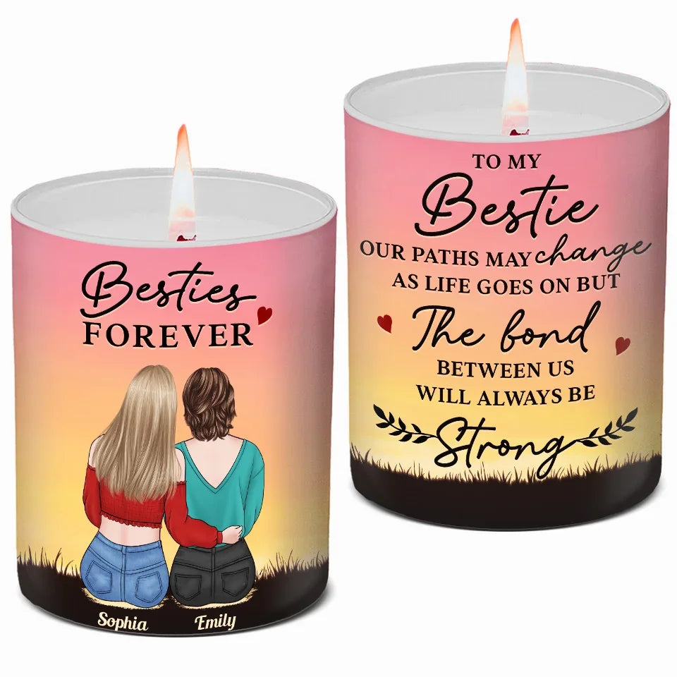 Family Forever - Bestie Personalized Custom Smokeless Scented Candle - Christmas Gift For Family Members, Best Friends, BFF, Sisters