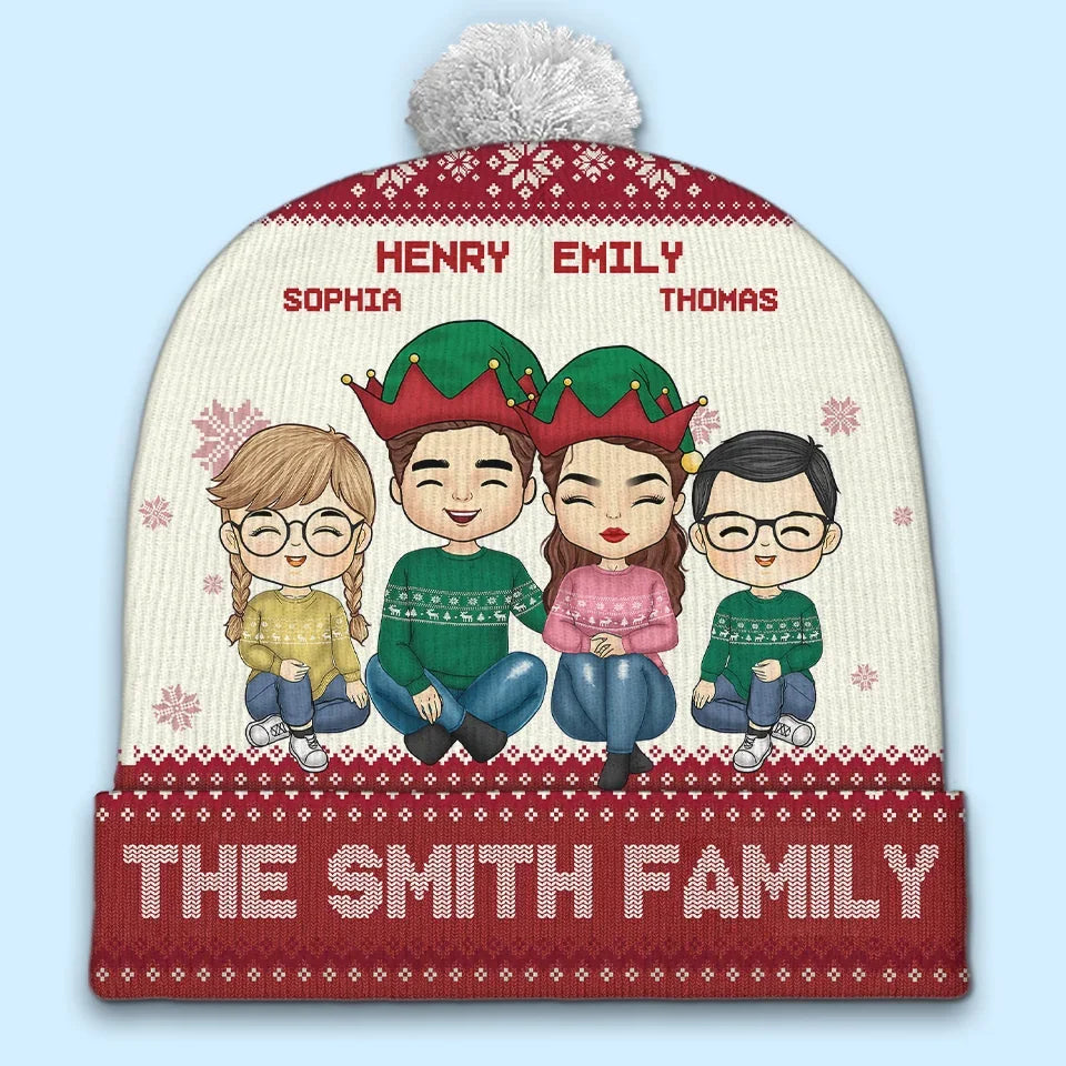 Family Gatherings Make Christmas Unforgettable - Family Personalized Custom Christmas Beanie Hat - Christmas Gift For Family Members