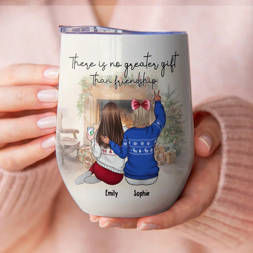 Friends Forever, No Matter How Far Apart - Bestie Personalized Custom Wine Tumbler - Christmas Gift For Best Friends, BFF, Sisters