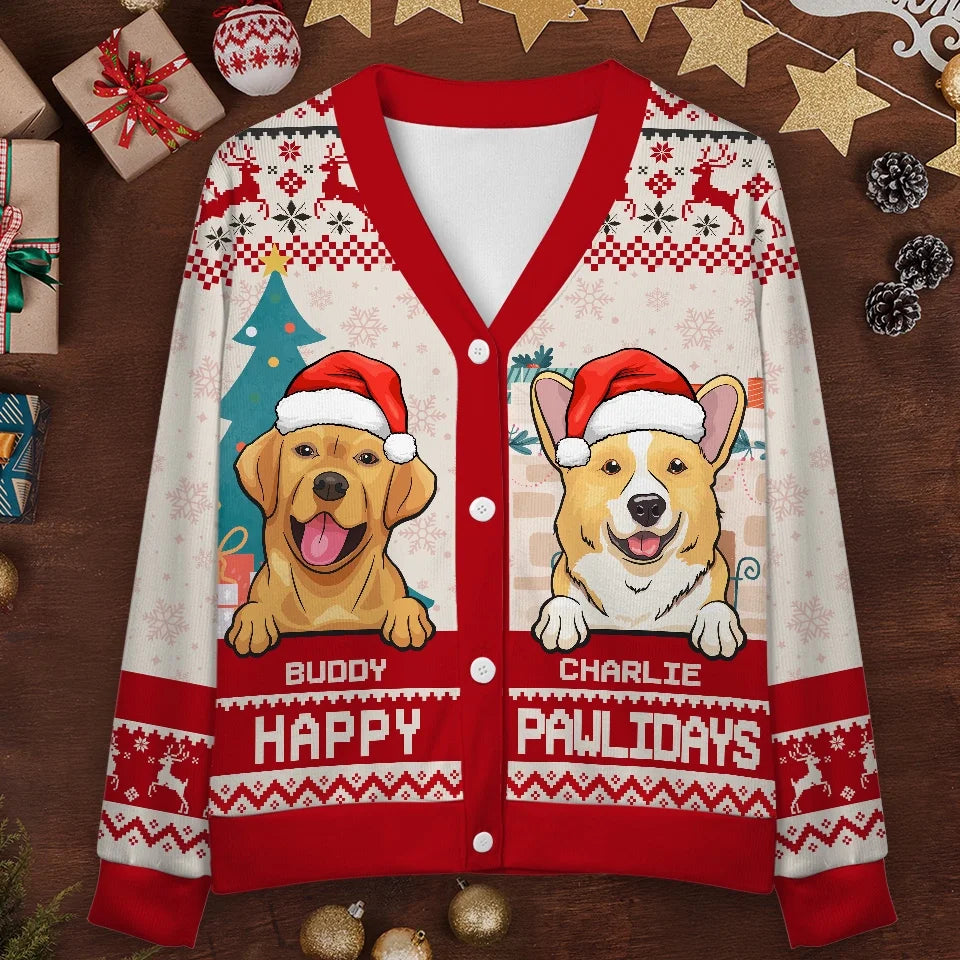 Furry Cuddles Make The Season Bright - Dog & Cat Personalized Custom Ugly Christmas Cardigan - Christmas Gift For Pet Owners, Pet Lovers