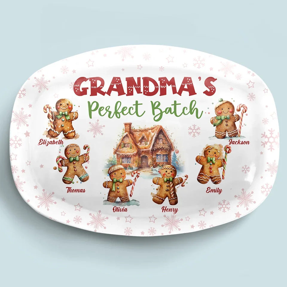 Grandchildren Are Like Gingerbread Cookies, Sweet And Made With Love - Family Personalized Custom Platter - Christmas Gift For Mom, Grandma