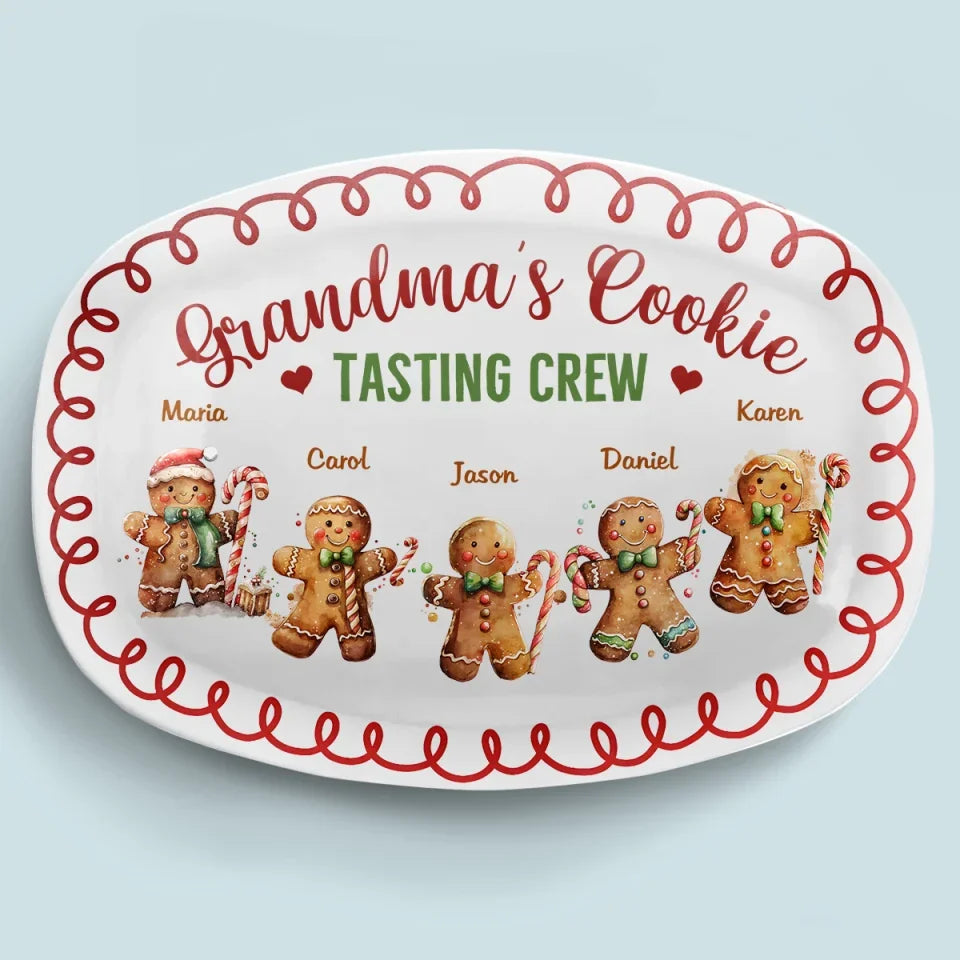 Grandma's Cookie Connoisseurs - Family Personalized Custom Platter - Christmas Gift For Mom, Grandma