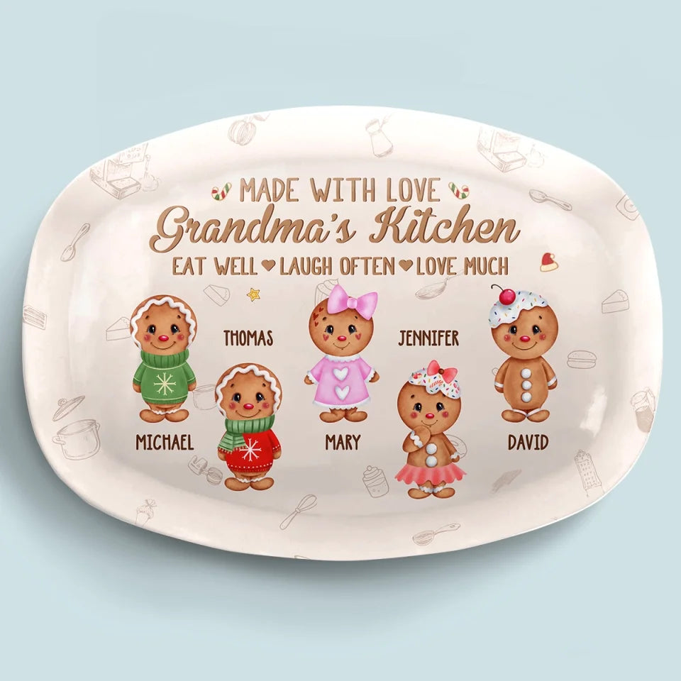 Grandma's Kitchen - Family Personalized Custom Platter - Christmas Gift For Mom, Grandma