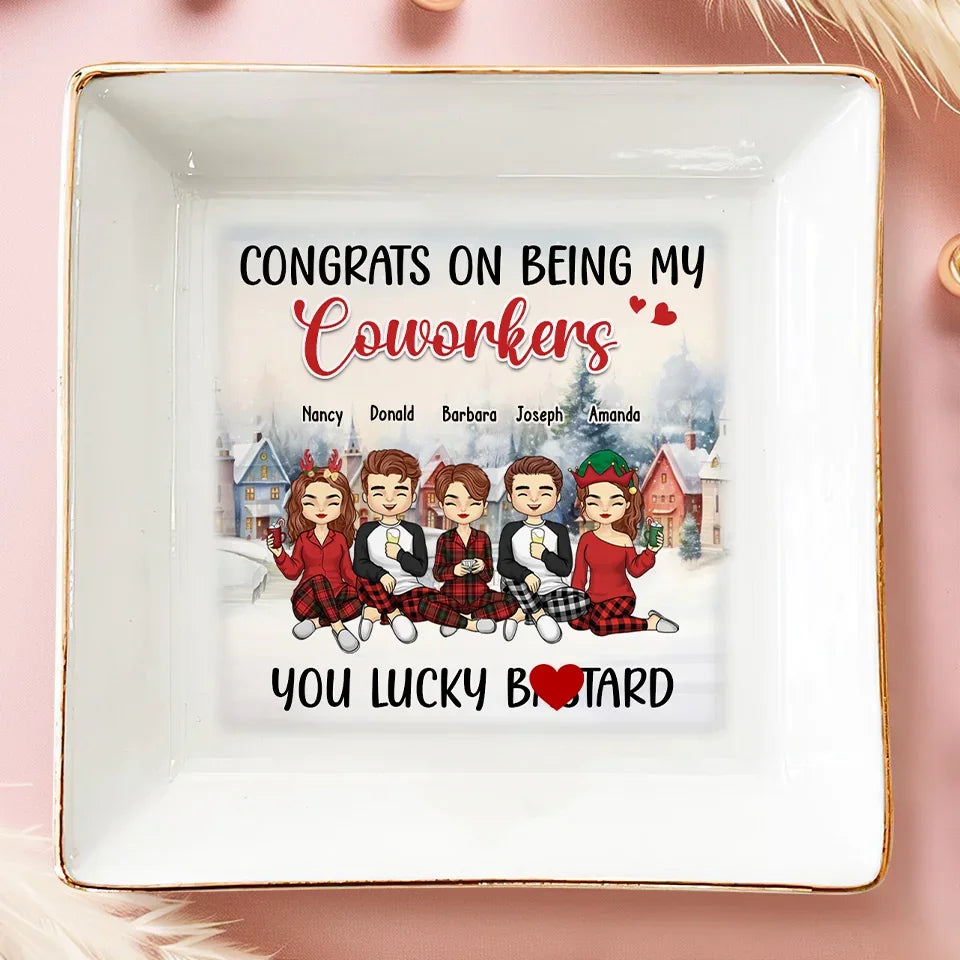 Happiness Is Working With Great People - Coworker Personalized Custom Jewelry Dish - Christmas Gift For Coworkers, Work Friends, Colleagues