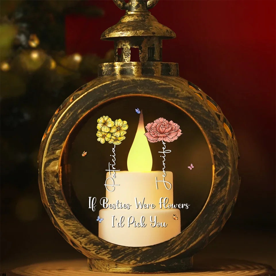 Happiness Is Your Best Friend Being Your Sister - Bestie Candlelight Lantern Ornament - Christmas Gift For Best Friends, BFF, Sisters