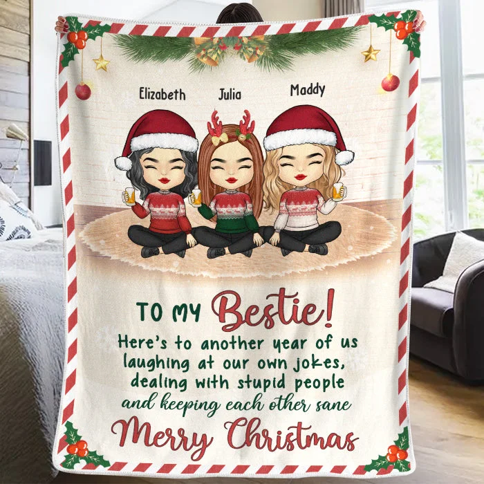 Here's Another Year Of Us Bonding Together - Bestie Personalized Custom Blanket - Christmas Gift For Best Friends, BFF, Sisters