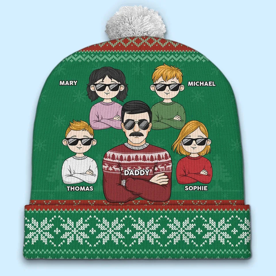 Keep Calm And Jingle All The Way - Family Personalized Custom Christmas Beanie Hat - Christmas Gift For Family Members