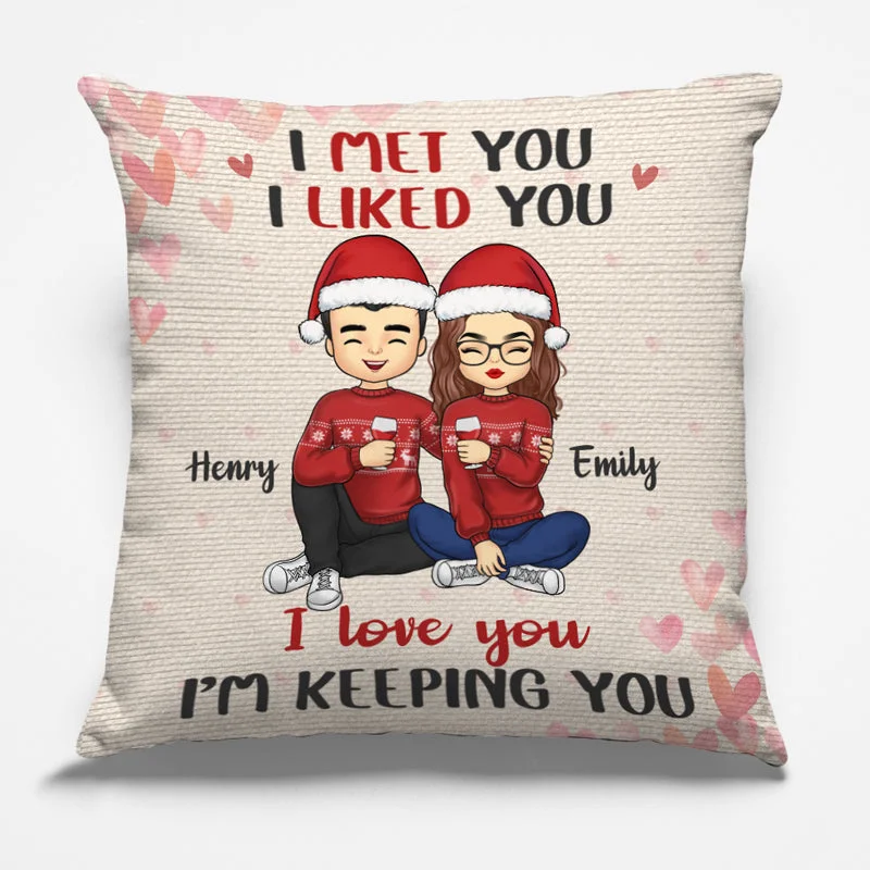 Loving You, Keeping You - Couple Personalized Custom Pillow - Christmas Gift For Husband Wife, Anniversary