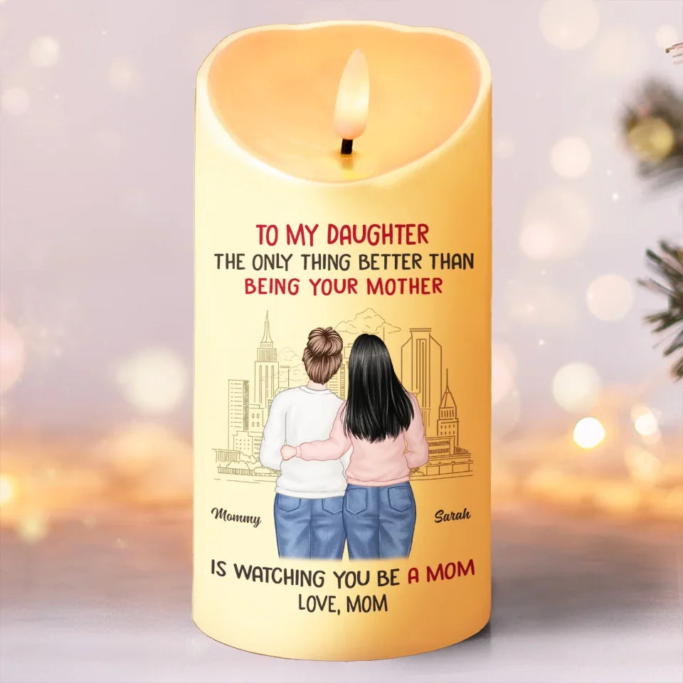 My Daughter, My Heart - Family Personalized Custom LED Candle - Christmas Gift For Mom, Daughter