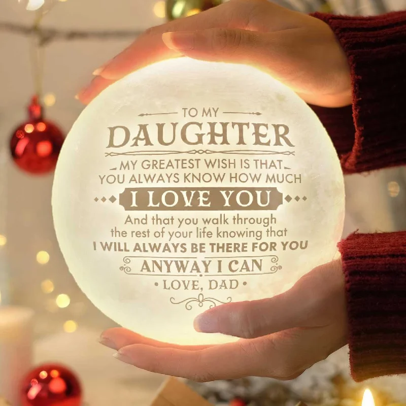 My Greatest Wish - Moon Lamp - To My Daughter, Gift For Daughter, Daughter Gift From Dad, Birthday Gift For Daughter, Christmas Gift