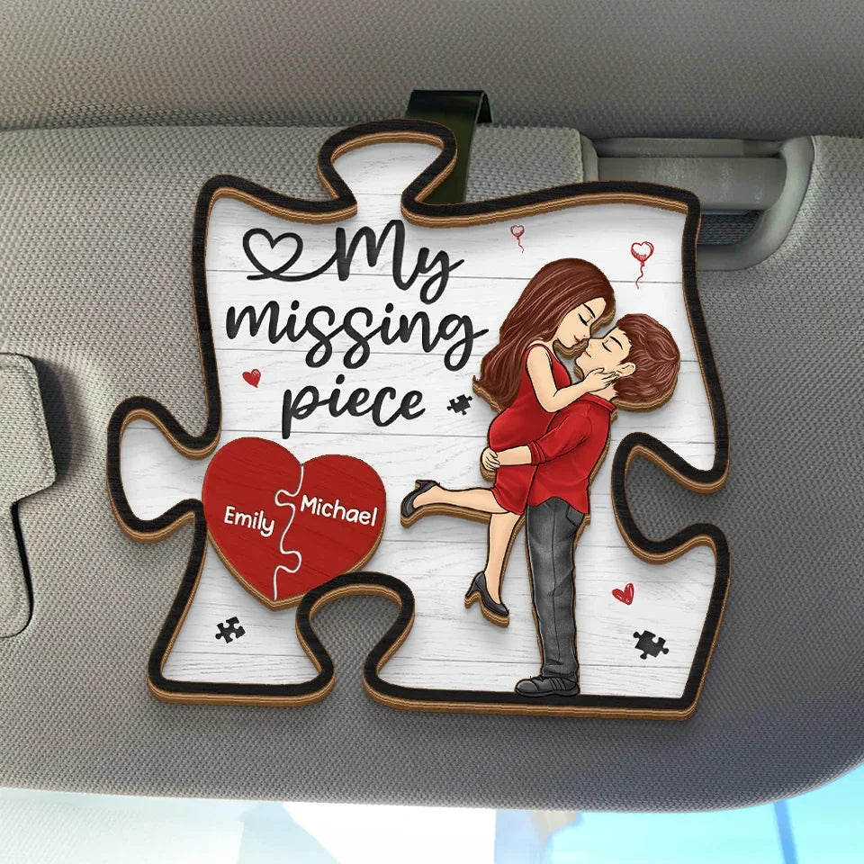 My Missing Piece - Couple Personalized Custom Car Visor Clip - Christmas Gift For Husband Wife, Anniversary